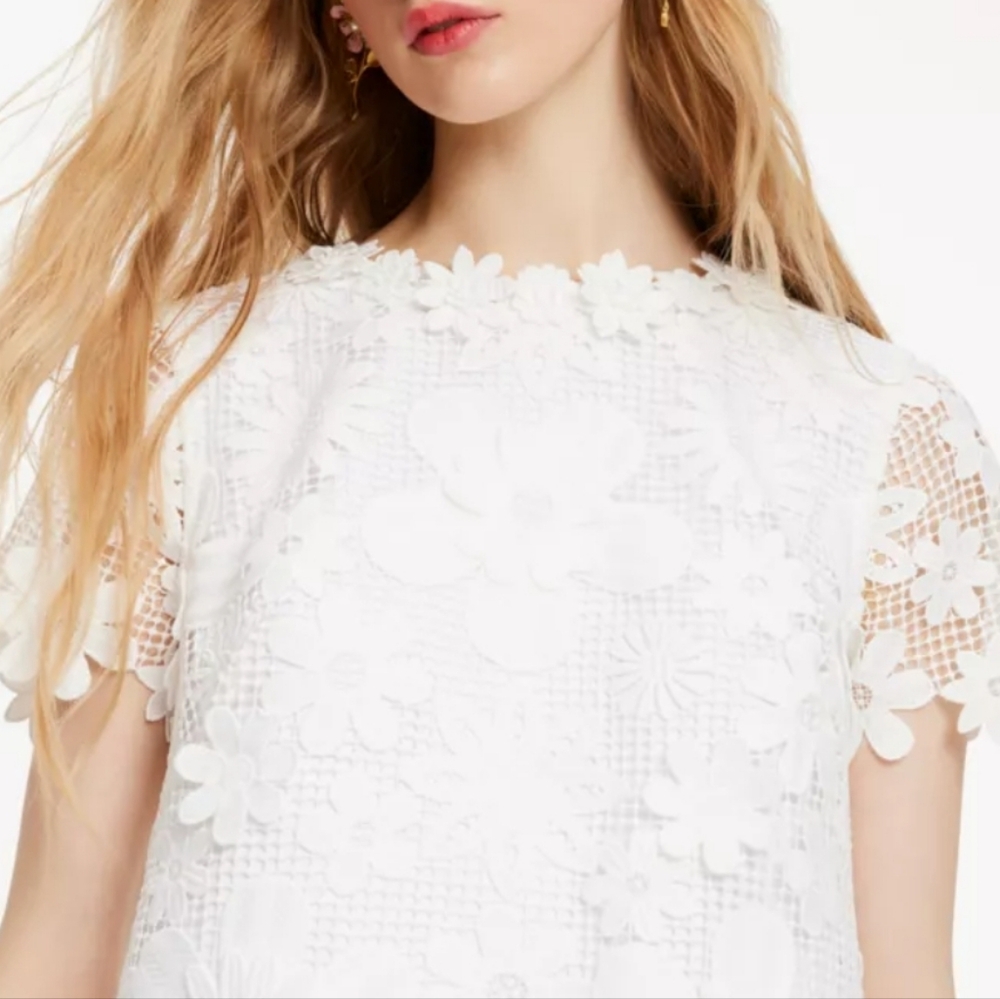 NWT Kate Spade Floral Lace Shirt Dress White Lace Shirt Sleeve Femenin 8 - Picture 3 of 10